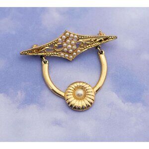 Vintage Gothic Brass Arm Back Brooch - S16